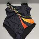 Aleumdr Womens Color Block Print One Piece Swimsuits Athletic Training Swimwear Bathing Suits (Medium, Black 402)