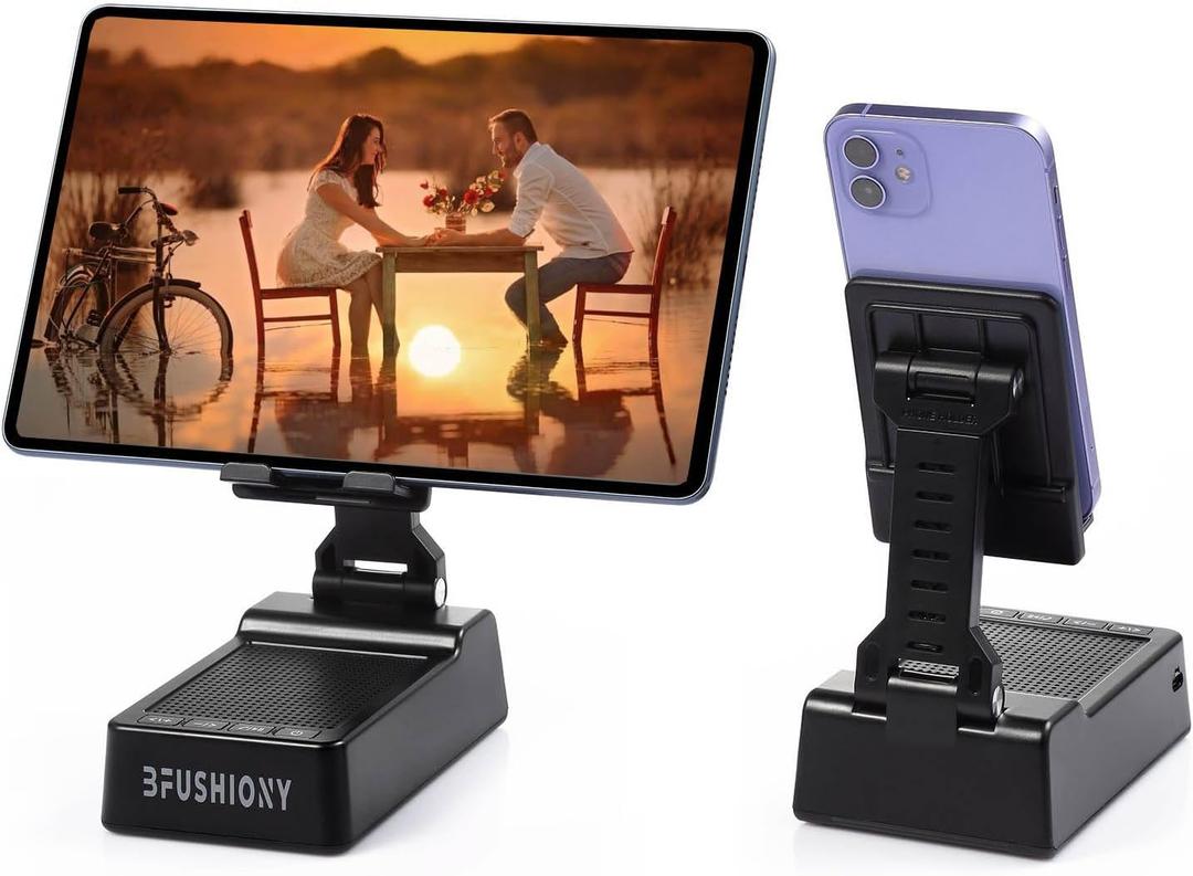 BFUSHIONY Gifts for Men Women - 2 Pcs Cell Phone Stand with Bluetooth Speaker for Dual Connect, Stocking Stuffers White Elephant Gifts for Adults, Valentines Day Gifts for Men Him