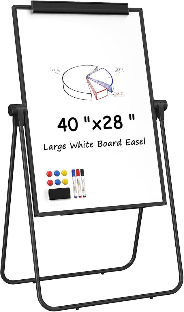 MaxGear Large White Board Easel Stand, 40" x 28" Double Sided Dry Erase Board with Stand, Height Adjustable and 360 Degree Rotation Classroom Easel for Home & Office Flip Chart Stand