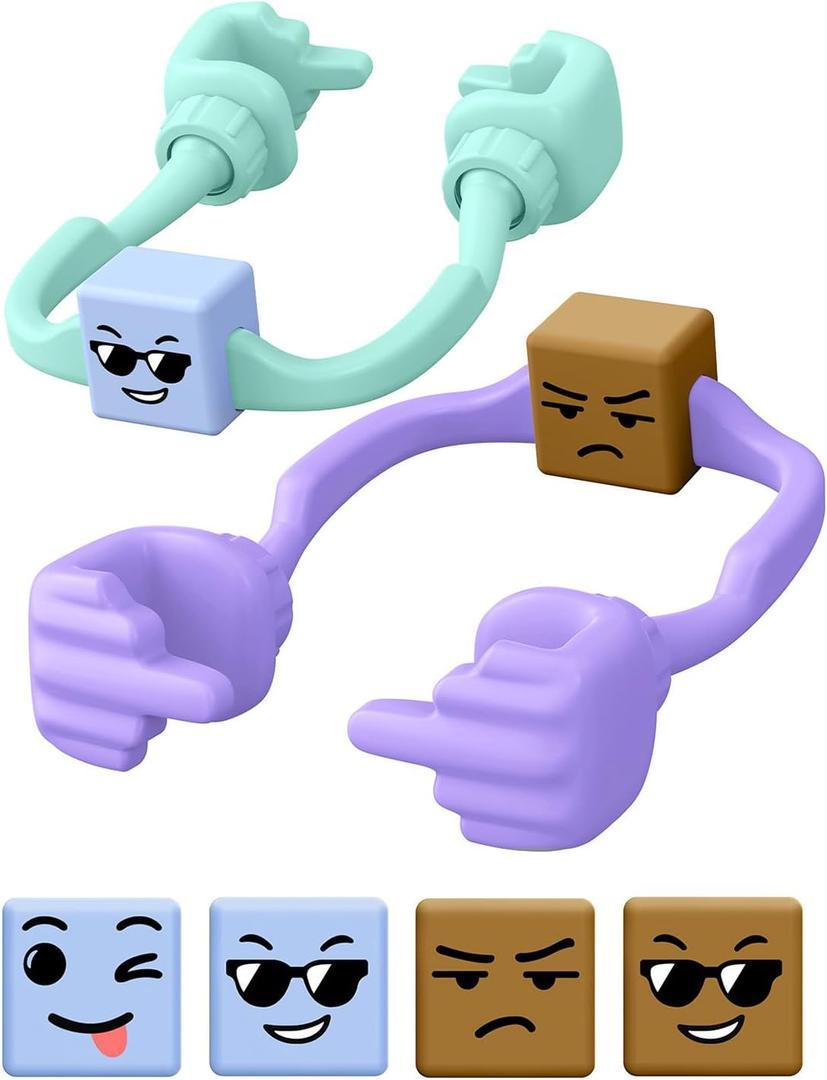 Stocking Stuffers for Teens Girls Women Adults Cell Phone Stand: Phone Holder for Desk with Mood Cube Gag Gifts for Boys Men Wife Mom Friends Funny Cool Gadget Christmas White Elephant Useful Gifts (2, Purple&Green+Blue&Brown)