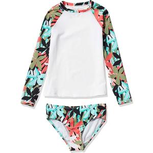 Kanu Surf Girls Long Sleeve Rashguard UPF 50 Two Piece Swim Set (10, Rowan Green)