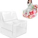 18-inch Clear Bean Bag Chair for Stuffed Animals Storage – 3 Hidden Zippers Toy Organizer,​Durable PVC Waterproof Material​