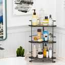 BOIVSHI 3-Tier Bathroom Organizer, Bathroom Counter Organizer, Bathroom Organizers and Storage for Bathroom, Kitchen Counter, Corner Storage Shelf for Bedroom Storage Makeup Skincare Perfume (Black)