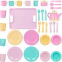 Battat Play Circle Dish Set Plates, Cups, and Tea Party Toys Kitchen Toys for Toddlers Pretend Play 3+ Years(34 Pieces)