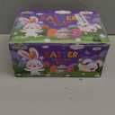 Max Fun 50 Pcs White Blank Easter Eggs Ornaments Bulk Decoration for Craft Hanging Plastic Artificial Eggs with Rope DIY Painting Decorating Basket Fillers Gift Easter Party Favors