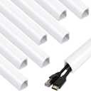 136in Corner Cable Concealer, Large Corner Cord Hider, Wire Covers for Cords, Paintable Corner Cord Cover, Cable Management Channel Cable Raceway for Wall, Floor Baseboard, Ceiling -8 X L17in (White)