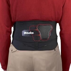 MUELLER Sports Medicine Adjustable Lumbar Back Brace with Removable Pad, Back Pain Relief Support for Men and Women, Ideal for Upper and Lower Back Pain, Sciatica, Scoliosis, Black, Plus Size