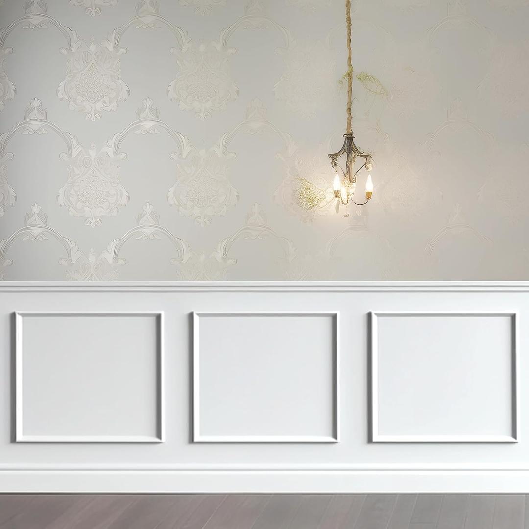 Colingmill 3 Set Accent Peel and Stick Wall Molding Kit Premade Wainscoting Panels Wall Molding Panel White Pre Cut Trim for Walls Picture Frame Decor for Home Decoration(20 x 20 Inch)