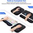 Gimars Elongate Smooth Lycra Fabric Ergonomic Mouse Pad Wrist Support, Gel Memory Foam Cushion Set Keyboard Wrist Rest Support, Pain Relieve for Computer, Laptop, Office, School, Home, Gaming, Black