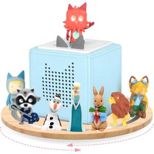 360 Round Turntable for Tonies Box 1/2 Organizer Storage Shelf, Magnetic Stand Holder for Toniebox Player Tonies Figures, Display Collection 10~15 Tonie Box Characters (Natura)