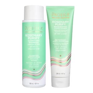 Pacifica Shampoo & Conditioner Set Rosemary Purify Invigorating Set with Cooling Mint for Clarifying and Detoxing, Sulfate-Free, Vegan & Cruelty-Free, 12 oz & 8 oz (Set of 2)