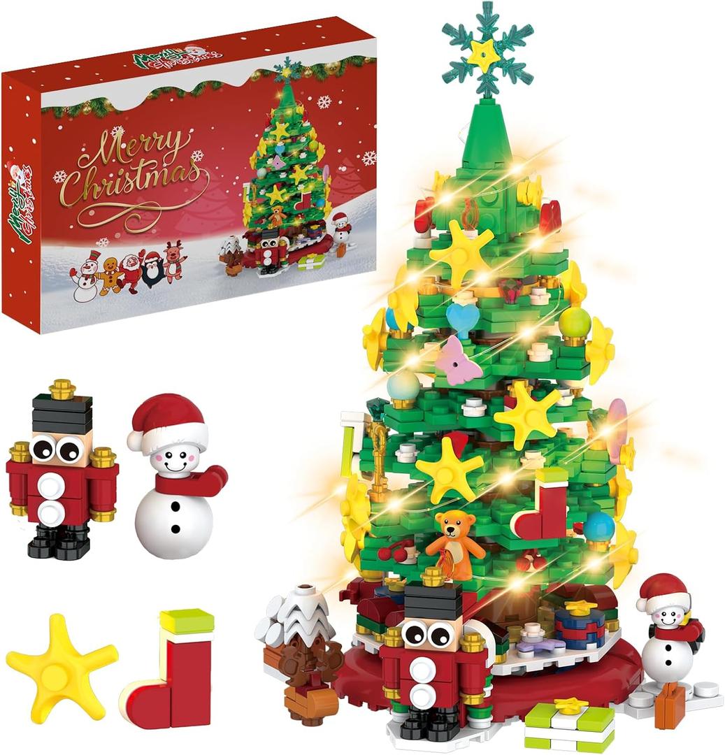 Advent Calendar 2025 Christmas Building Blocks Kit - Christmas Paradise Building Set with LED Light,24 Days Countdown Toys Building Set for Teen Boys Girls Gifts