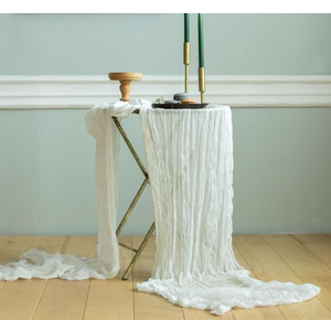 Gauze Table Runner Bulk Cheesecloth Table Runner Set of 2 Pieces 141 inches Long Each Natural Table Runner for Bohemian Wedding Table Runner Wedding Decorations, Beige Cheese Cloth Gauze Fabric, White