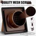 Gisafai 4'' Dryer Vent Cover Outside Walls External Extractor Fan Exhaust Vent Cap Stainless Steel Hood Cushioned Non Return Flap with Sealing Gasket Grille Screen(Brown)