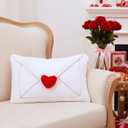 Thyle Valentines Throw Pillow 12 x 20 Inch Envelope Heart Pillow Red and White Heart Cushion for Holiday Valentines Day Sofa Couch Decorations