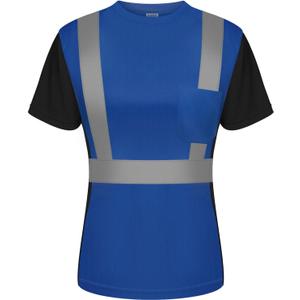 TCCFCCT Safety Shirt for Women, Hi Vis Shirts for Women with Reflective, High Reflective T-Shirt for Women Night Working, Construction Work, Quick Drying, WP-Blue-DR XS