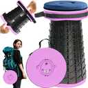 2026 Upgraded XXL Collapsible Stool with Thick Cushion,19.7"H-11.8"D Telescoping Folding Stool for Adults, More Sturdy Camping Stools with Load Capacity 1000lbs for Outdoor,Garden,Fishing,Hiking (Purple)