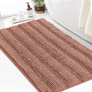 Turquoize Chenille Bath Rugs Shaggy Bathroom Rugs Non Slip Bath Mat for Bathroom 24 x 36 Muted Clay Bath Rug for Extra Soft and Absorbent Area Rug, 24"x 36", Muted Clay