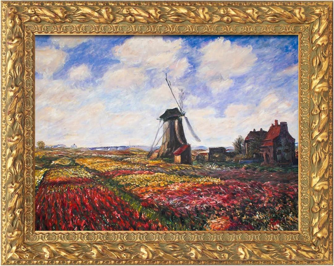 Wood Frame for 16x20 Canvas Paintings, Gold Antique Ornate Picture Frame for Oil Painting Art Prints, Landscape Portrait Wall Decor (Empty, No Backboard)
