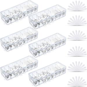 Tatuo 6 Pcs Cable Organizer Box with Wire Ties, Plastic Cord Storage Box with Lid, Electronics Organizer for Home Office Desk Organizers and Accessories (Clear)
