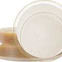 DaYammi 60PCS Gold Plastic Plates- Gold Disposable Platos,gold Party plate Include:30 Glitter plastic Dinner plates 30 Dessert Plate for Party,Plastic Plates for Party & Wedding