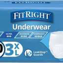 FitRight Adult Incontinence Underwear, Heavy Absorbency, 3X-Large, 75"-94" Waist (20 Count)