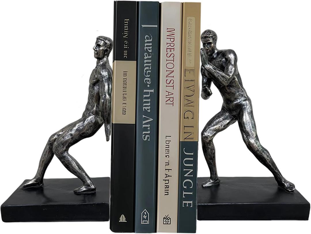 Abstract Sculpture Book Ends Decorative Bookends for Shelves, Modern Figure Bookends for Bookshelf Decor, Decorative Book Stoppers for Home Office Library