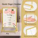MaxGear 5x7 Gold Acrylic Sign Holder 12 Pack, Gold Table Number Holders, Mini Frames Double Sided Acrylic Picture Frames Photo Stand, Clear Menu Flyer Stand for Wedding, Home, Restaurant