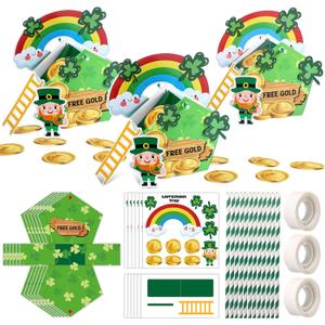 12 Sets St. Patrick's Day Leprechaun Trap Kit Bulk Catch a Leprechaun Trap Kit St Patricks Day DIY Crafts Supplies Green Rainbow Irish Holiday Activity Party Decorations Favors Gifts