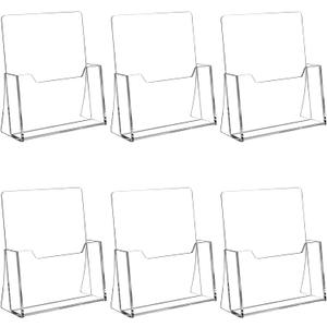 Acrylic Brochure Holder 8.5 x 11 inch 6 Pack, Flyer Holders Display Stand