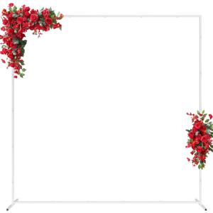 6.6FT x 6.6FT White Wedding Arches for Ceremony Rectangular Metal Balloon Arch Stand Kit Garden Floral Square Arch Frame Background for Anniversary Birthday Party Bridal Shower Decoration Home Decor