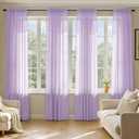 MIULEE Light Purple Sheer Curtains 84 Inches Long, 4 Panels Set, Lavender Light Filtering Rod Pocket Voile Drapes for Living Room and Bedroom, Airy Soft Fabric Window Treatments, 42 x 84 Inches