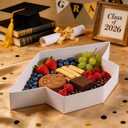 2026 Graduation Decorations - 4 Pcs 2026 Cap Charcuterie Fillable Numbers Charcuterie Board Box Serving Trays Graduation Centerpieces for Tables Grad Party Decorations Supplies(White,Cap and 2026)