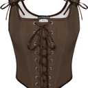 SCARLET DARKNESS Women's Renaissance Corset Tops Vintage Lace Up Overbust Bustier Bodice 16