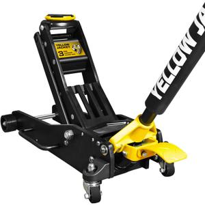 YELLOW JACKET Floor Jack 3 Ton Full Aluminum Ultra Lightweight Low Profile Hydraulic Racing Car Jack with Dual Pumps Quick Lift and Foot Pedal for Auto Repair, 6600 lbs Capacity