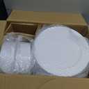 AOZITA 200 PCS White Plastic Plates, Premium Heavy Duty Disposable Plates for Party, 100 Dinner Plates & 100 Salad Dessert Plates, Sturdy Hard Plastic Dinnerware for Wedding, Events