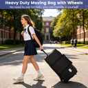 Heavy Duty Moving Bags with Wheels, 2-Pack 92L Foldable Rolling Duffle Bag | Extra Large Duffle Bag for Travel, Waterproof, Oxford, College Dorm Moving Bags, Packing Bags for Moving/Traveling/Camping