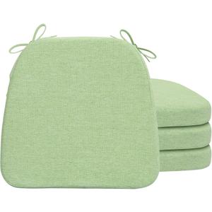 AAAAAcessories D-Shaped Chair Cushions, 2" Thick Dining Chair Pads with Ties and Removable, Machine-Washable Cover, 17" x 16", Set of 4, Pear Green (4 Count(Pack of 1))