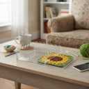 Acrylic Tray for Needlepoint, 9 x 9 Inch Clear Scalloped Acrylic Decorative Tray with Upgraded 2 Magnets Drawer Display for Insert Photo, Fabric Square Organizer Acrylic Tray for Home Decor