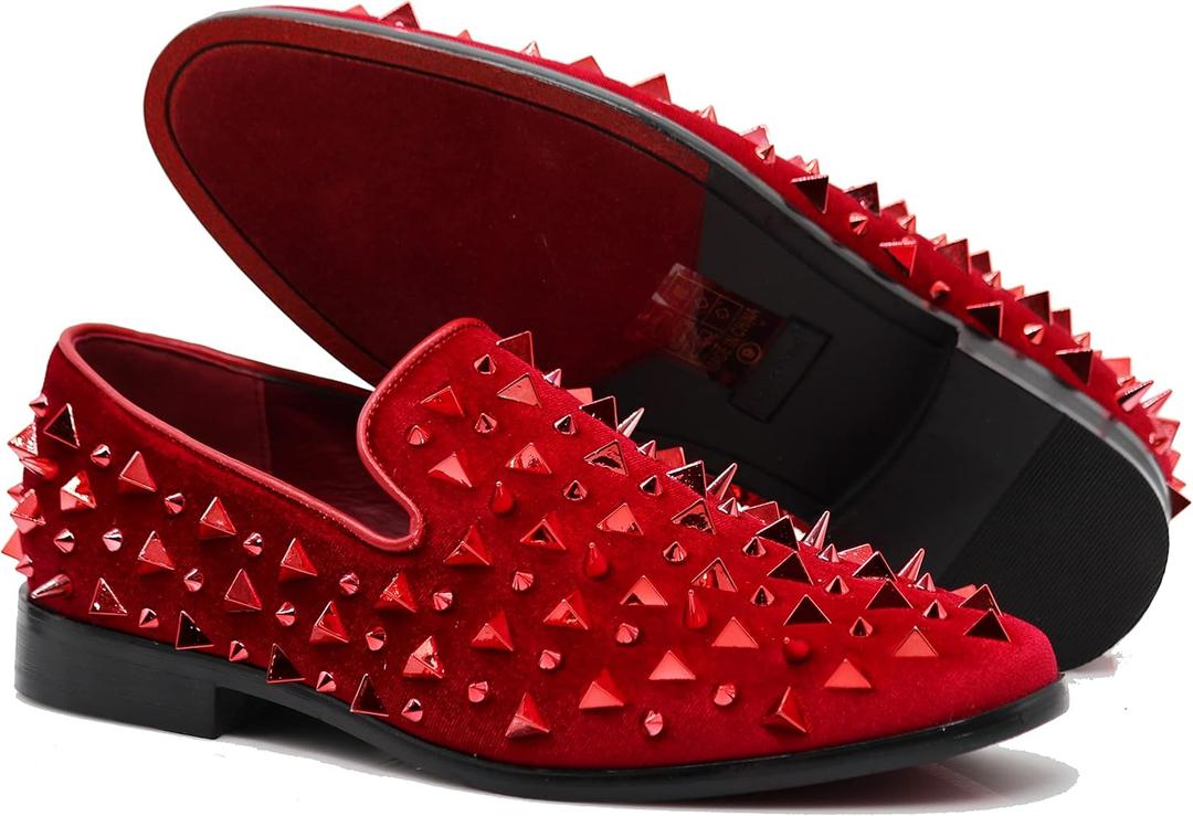 SPK16 Men's Vintage Spike Dress Loafers Slip On Fashion Shoes Classic Tuxedo Dress Shoes (13)