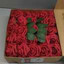 InnoGear Artificial Flowers, 50 Pcs Dark Red Foam Fake Roses Bulk with Stems for Decoration Celebration DIY Wedding Bouquets Centerpieces Bridal Shower Party Christmas Tree