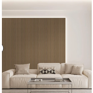 CHDITB 3D Fluted Wood Slat Acoustic Wall Panels, 2Pcs 23.6" x 47.2” Wood Finish Soundproof Panels for Wall and Ceiling, Sound Absorbing Decorative Wall Panels for Interior Wall Decor - Teak