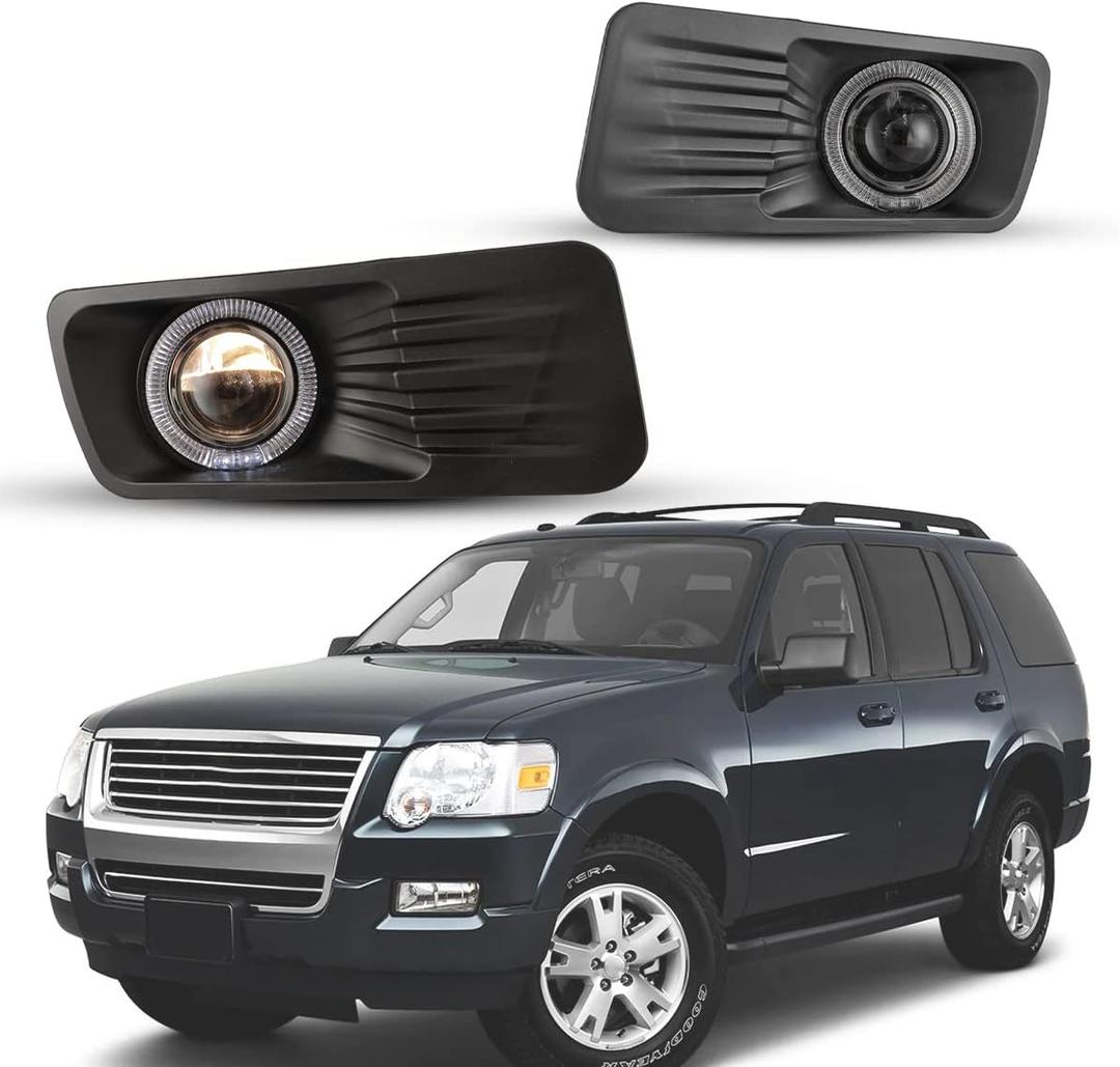 Nixon Offroad Fog Light Set for 06-10 Ford Explorer & 07-10 Ford Explorer Sport Trac w/Bulbs, Fog Light Assembly, Fog Lamp Replacement Clear Lens w/o Ironman & Sport Pkg, Eddie Bauer, Limited