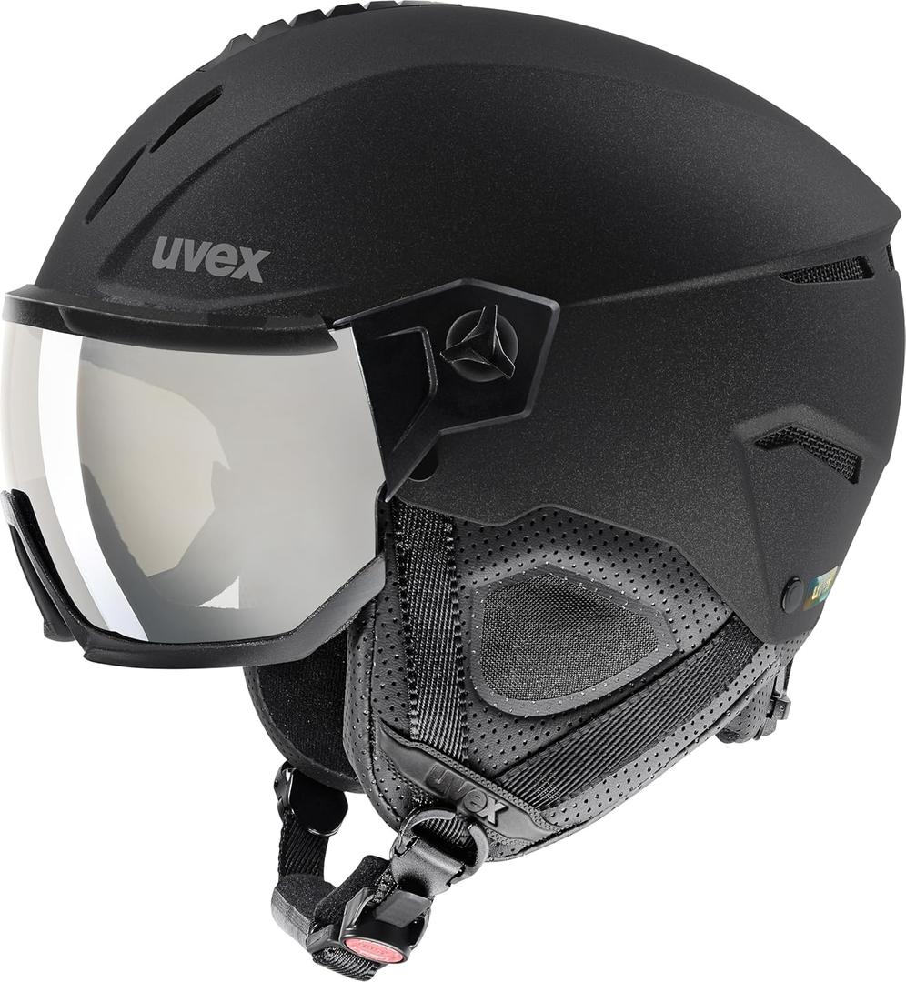 Uvex Instinct Visor - Adjustable ski & Snowboard Helmet with Integrated Visor for Women & Men - Black Matte - Medium