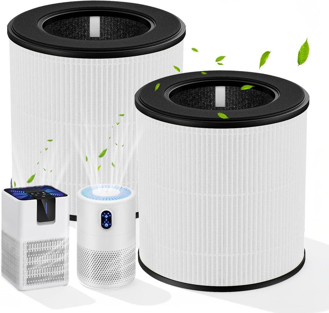 B-D02L/M05 Replacement Filter, Compatible with MOOKA B-D02L & M05, for VEWIOR B-D02U, for KOIOS B-D02L, for Tailulu D10 Air Purifiers, H13 HEPA Filter for Smoke, Odor, Dander, Pollen, 2 Pack (White (Original Filter))