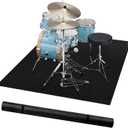Music Rug for Drummers –4x5.3Ft NonSlip Drum Rug,Drum Mat Carpet for Noise Reduction, Drum Accessories  Black