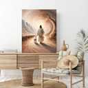 Jesus Leaves The 99 Sheep Canvas Wall Art Jesus And Lamb Picture Wall Decor Christ The Good Shepherd Lost Lamb In Poster Print Painting for Living Room Bedroom Church Home Decoration Prepare To Hang