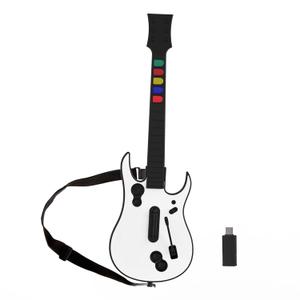 NBCP Guitar Hero Guitar, Wireless PC Guitar Hero Controller for PlayStation 3 PS3 with Dongle for Clone Hero, Rock Band Guitar Hero Games White