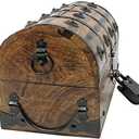 Nautical Cove Pirate Treasure Chest with Iron Lock and Skeleton Key (Medium 11x6x6.75)  Wooden Storage Chest, Pirate Decor, Decorative Wooden Box, Keepsake Box