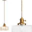 Oyisen Pendant Lights, Industrial Hanging Lamp with 7.09 Inch Glass Shade for Kitchen Island, Hanging Pendant Light, Dining Room Hanging Lamp Light Bulb Included (Hardwired 18cm)